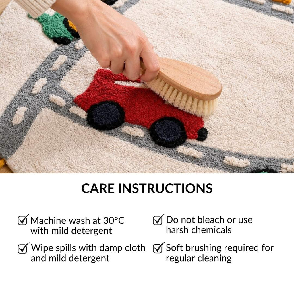 Street Cars Soft Cotton Kids Rug 100cm