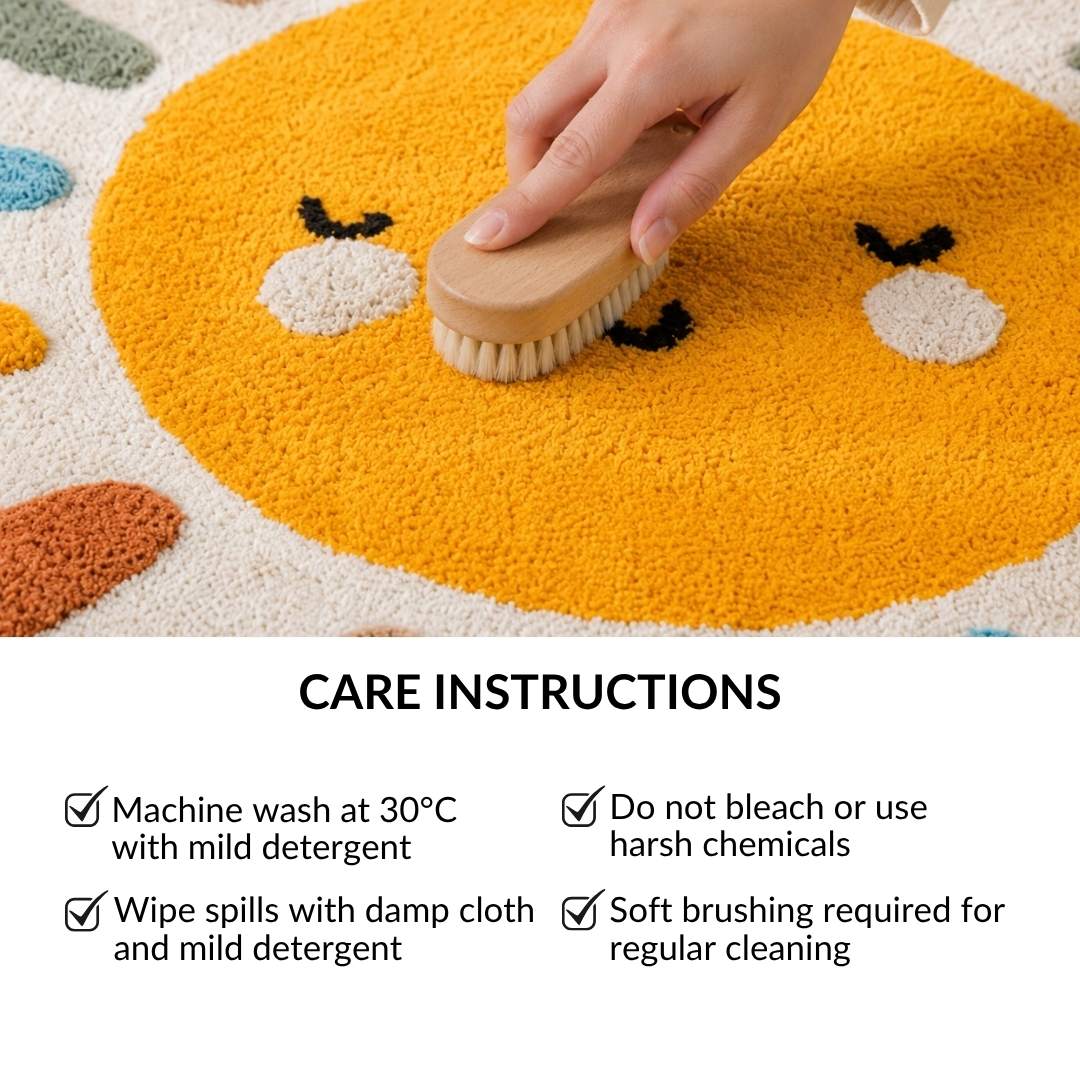 Sunshine Smile Natural Cotton Kids Rug 100cm