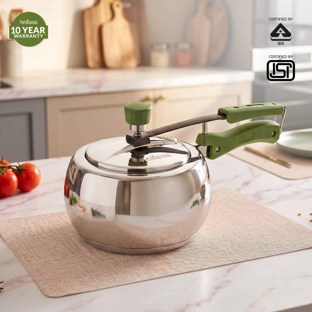 Zesta Curved Induction Safe Stainless Steel Pressure Cooker 3 Litre inner Lid