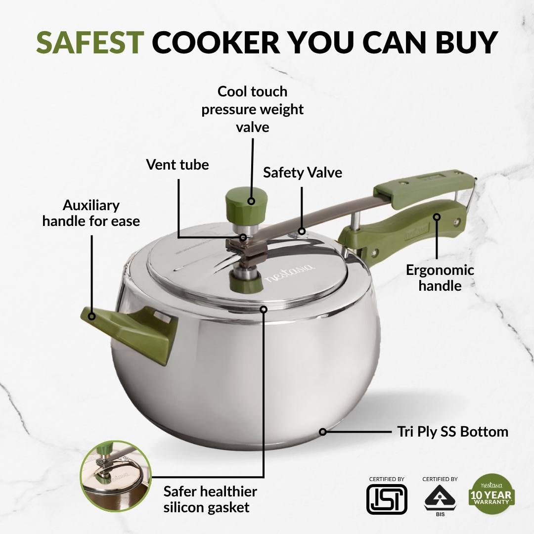 Zesta Stainless Steel Induction Bottom Pressure Cooker 5 Litre 10 Y Warranty