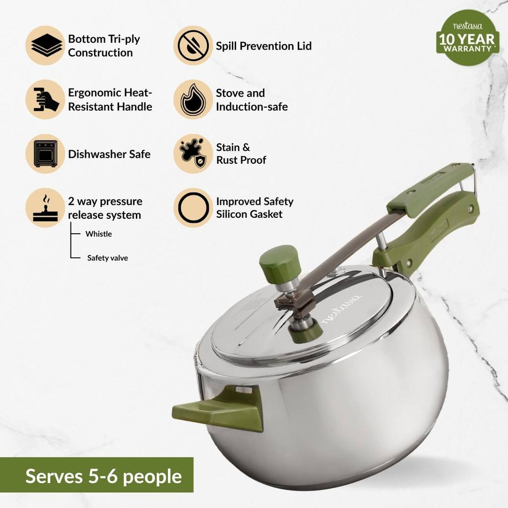 Zesta Stainless Steel Induction Bottom Pressure Cooker 5 Litre 10 Y Warranty